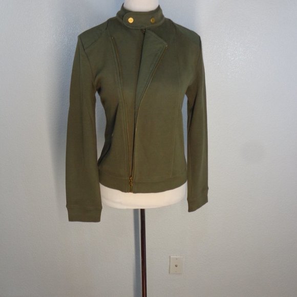 Lauren Ralph Lauren LRL Olive Green Side Full Zip Sweater Women's Medium - Picture 3 of 5